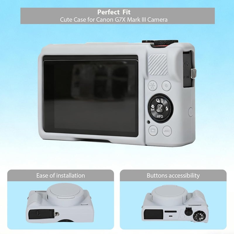 Frevyve Case for Canon G7X Mark III Camera, Soft Silicone Protective Case, Powershot G7X Mark III Sleeve with Removable Lens Cover & Screen Protector Accessories, Slim Fit, Anti-Scratch (Grey) - Image 3